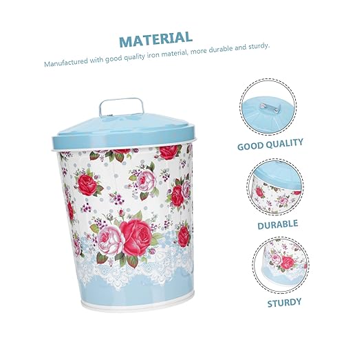 Miniatura 2 de Abaodam Bote de basura con tapa, decoración al aire libre, escritorio, mesa, papelera, bote de basura de 13 galones, pequeño contenedor de basura de