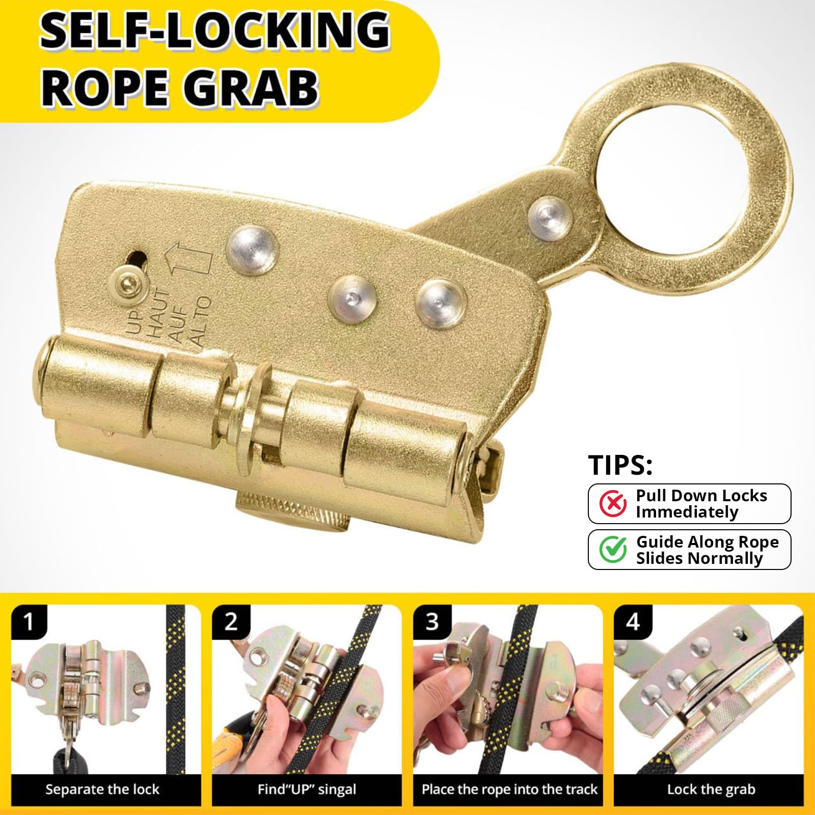 Roofing Fall Protection Rope - 50ft Safety Harness -5