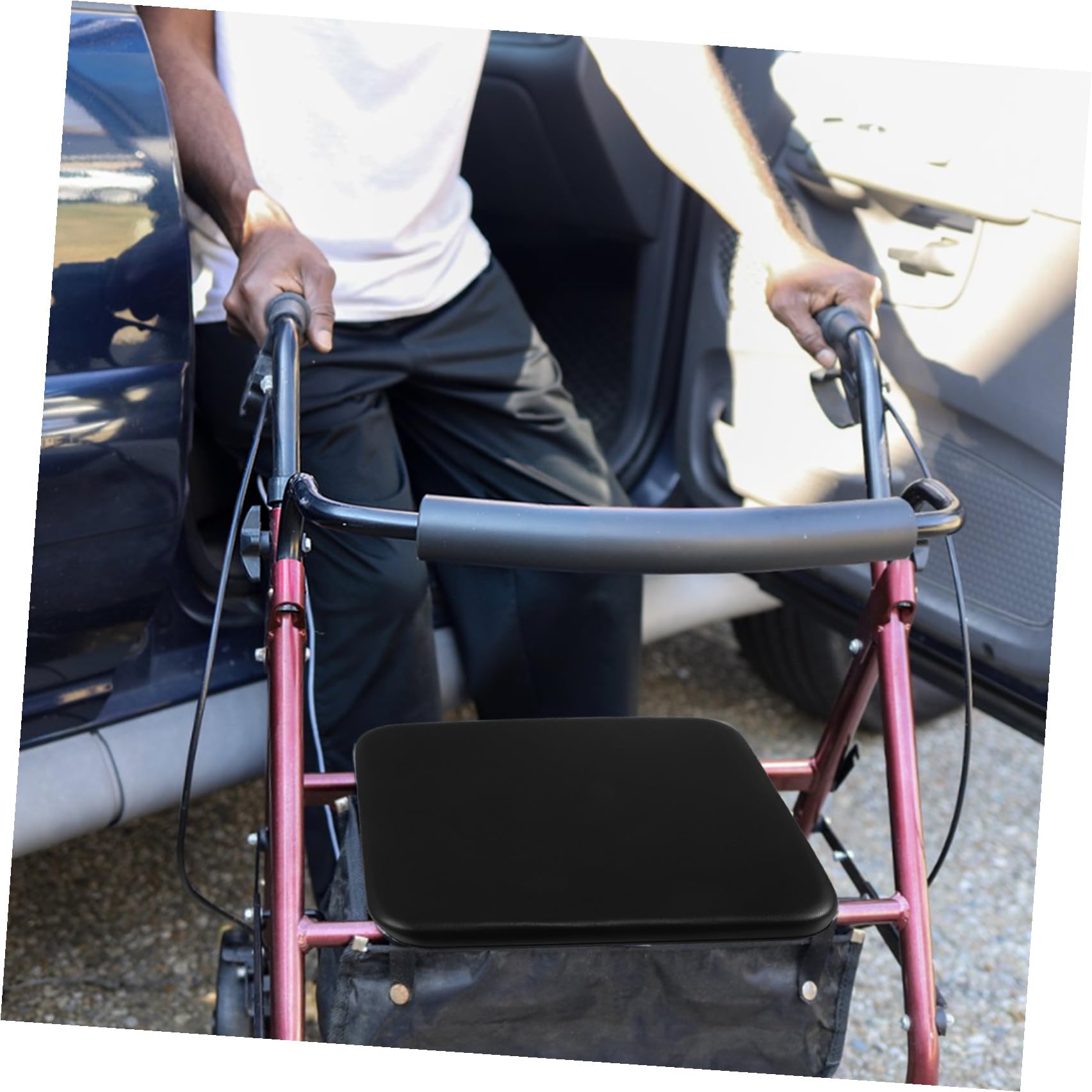 Cojín Ergonómico Antideslizante de PU para Andador, Asiento de Repuesto 34,5 X 31,7 X 3,6 CM Orificio de Montaje, Acolchado y Lavable para Personas Mayores en Uso Diario
