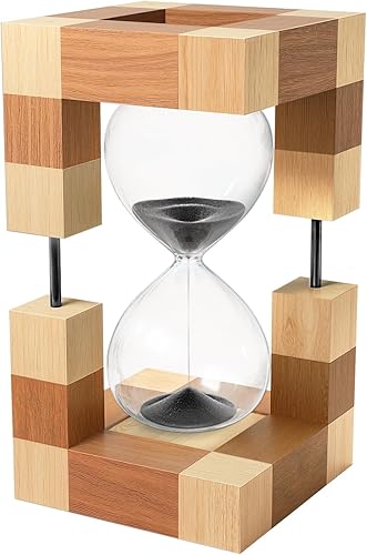 Temporizador de arena de 60 minutos, reloj de arena de madera grande, reloj de arena de madera de 60 minutos, reloj de arena, vidrio de arena
