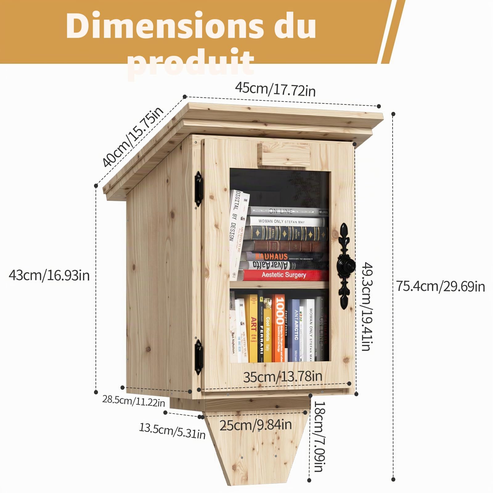 MSFE Bibliothèque Rangement Bois, Little Free Étagère à Livres en Forme de Maison, Double Petite Boîte à Bibliothèque étanche d'extérieur avec étagère, Kit de Bricolage pour Partager des Livres