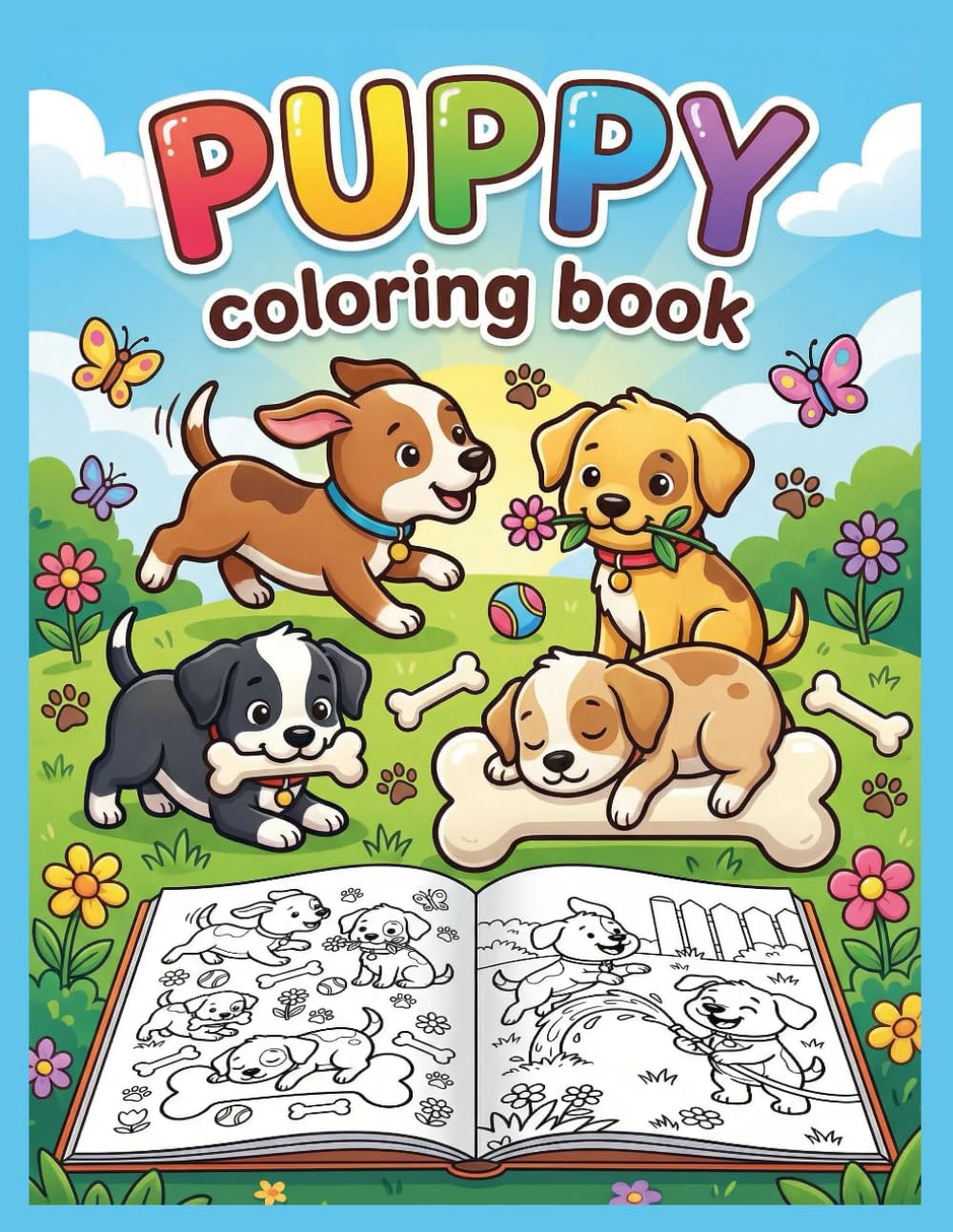 Puppy Coloring Book for Kids: Cute and fin Dog Coloring pages for relaxation creativity
