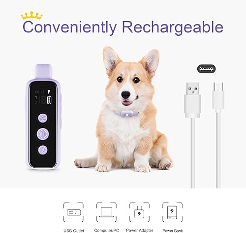 Miniatura 5 de Bousnic Collar de choque para perros para 2 perros  (8-120 libras) impermeable recargable collar eléctrico de entrenamiento para perros con control