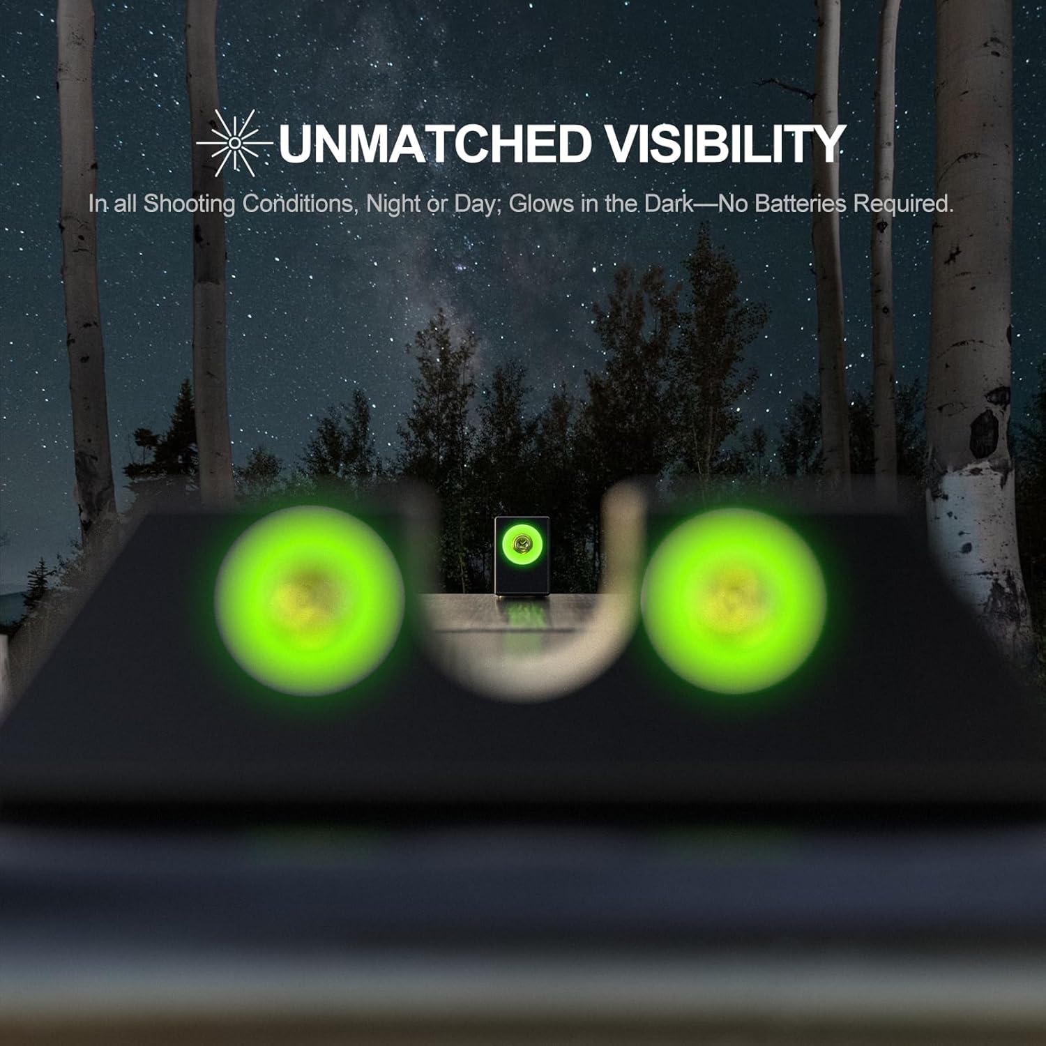 Feyachi NS16 Night Sights Glow in The Dark for Glock Pistol 17 17L 19 26 27 33 34 38 39, NO TRITIUM