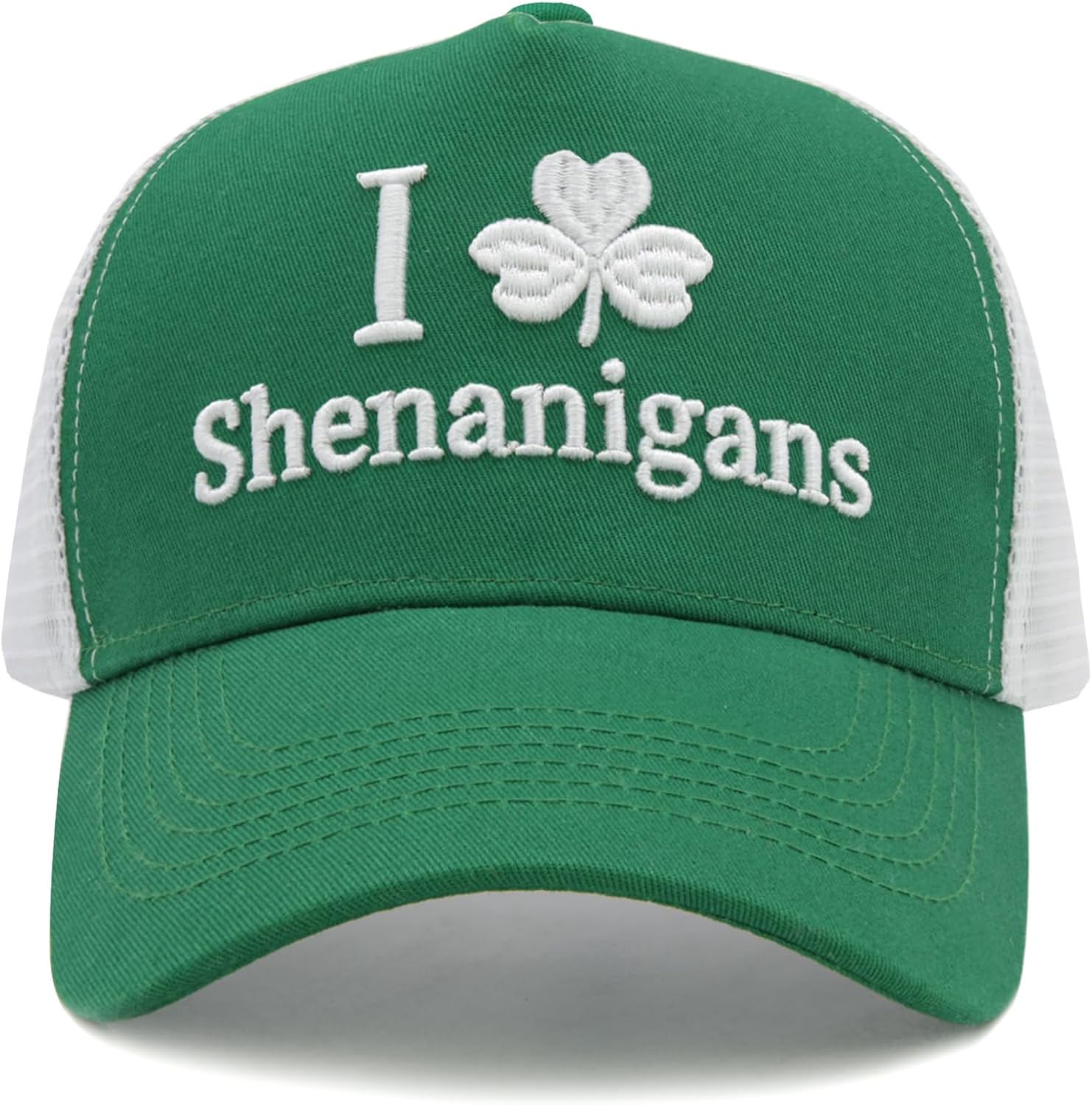 St Patricks Day Hat, Embroidered Adjustable Funny Shamrock Trucker Hat for Men & Women