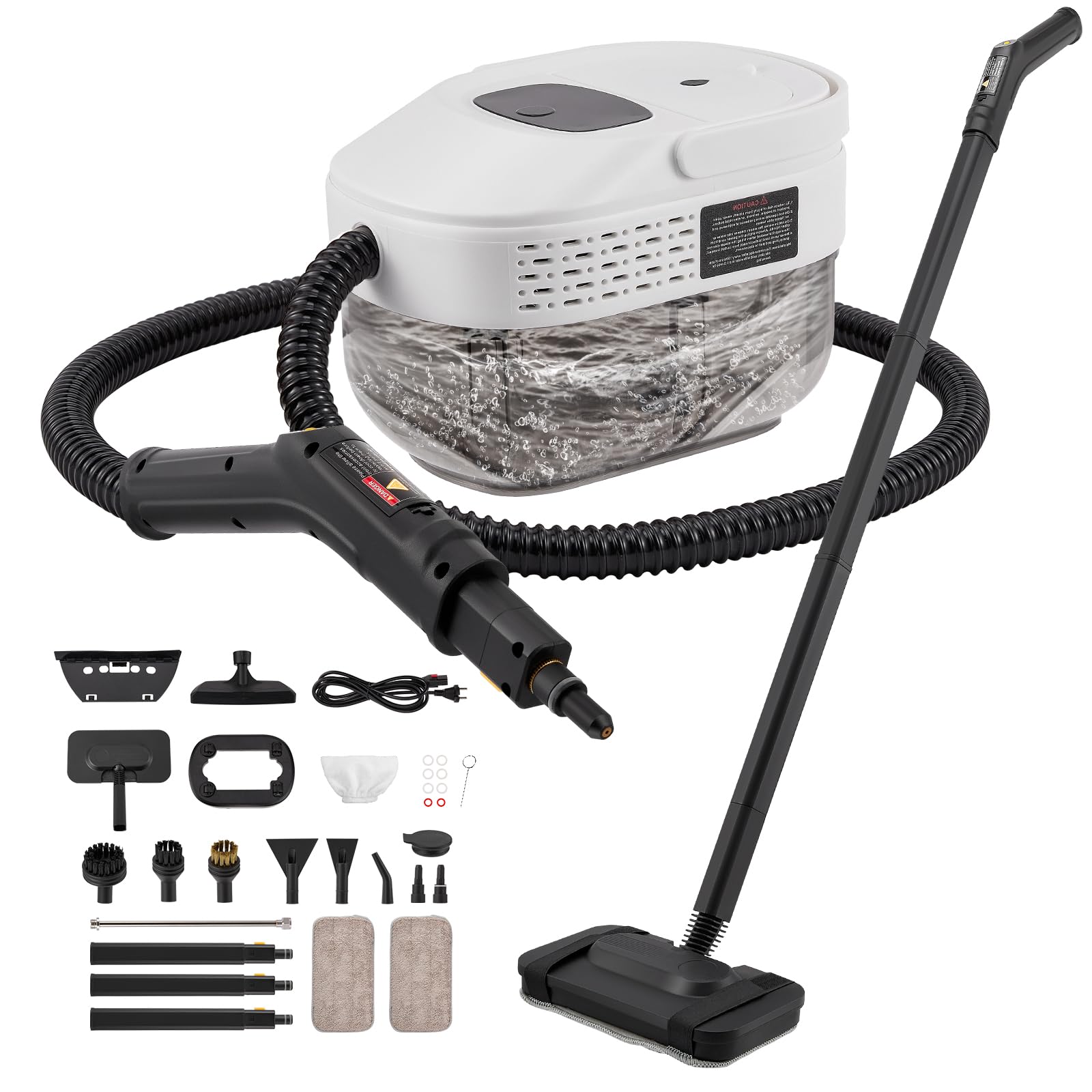 Limpiador a vapor con depósito de 1,6 L, 2500 W, 3 bares de presión y 105 °C, limpiador de vapor de alta presión, vapor caliente, limpieza multiusos sin químicos, para suelo, cocina, ventanas