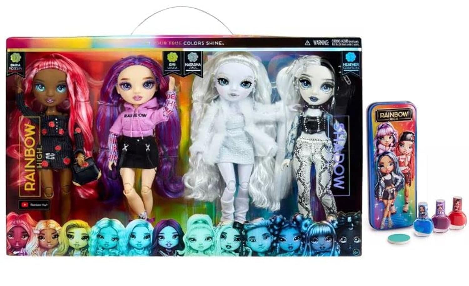 Rainbow High & Shadow High Collectors Fashion Doll Exclusive 4 Doll Set - Daria Roselyn - EMI Vanda - Natasha Zima - Heather Grayson w/ Nail Accessory Kit