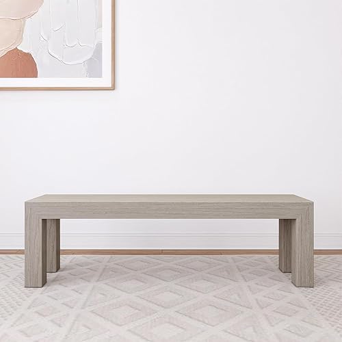 Miniatura 3 de Plank+Beam Banco de comedor de 60 pulgadas para comedor, asiento de comedor de cocina moderna, banco de madera al aire libre, banco de entrada de
