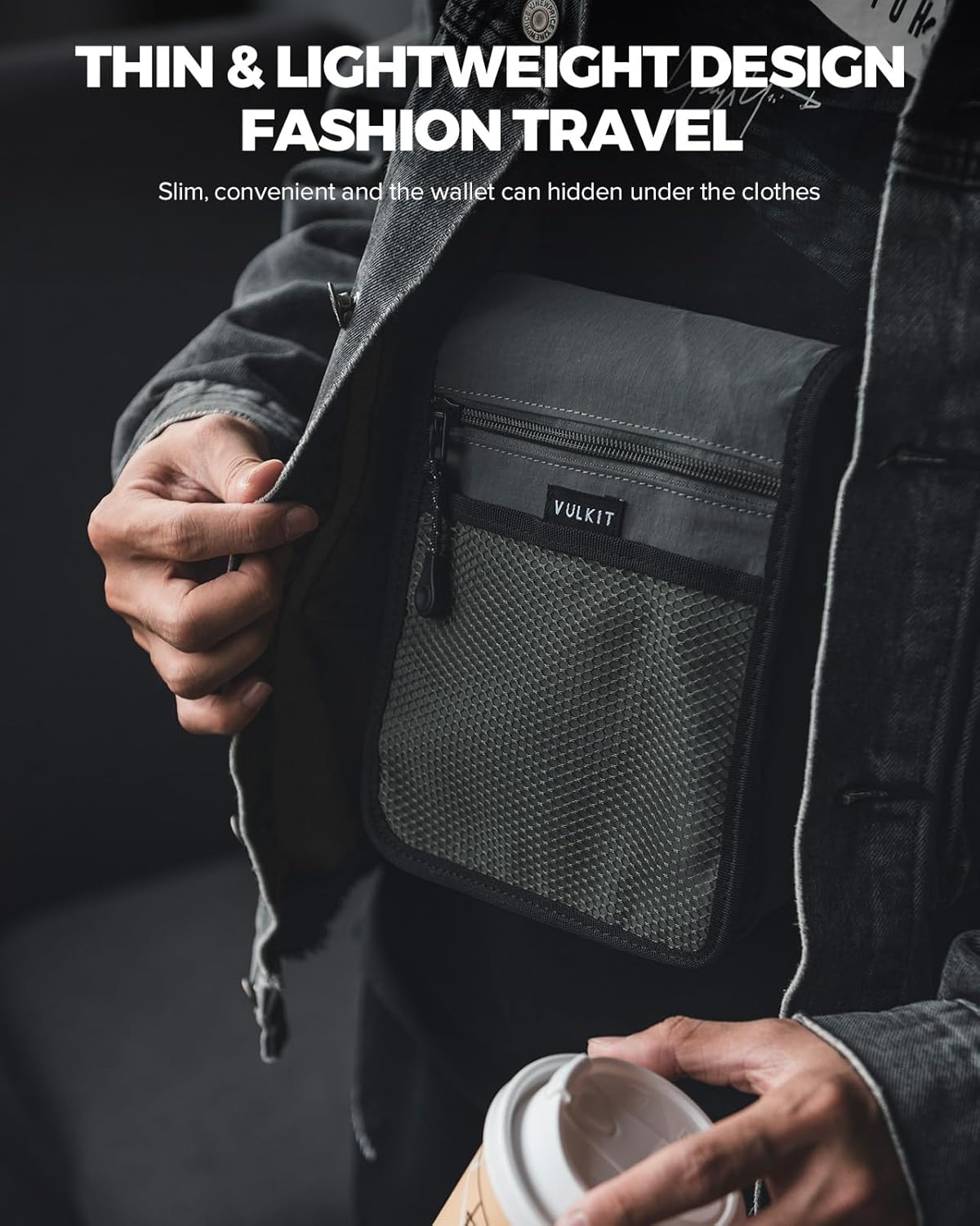 VULKIT Small Messenger Bag for Men, with Adjustable Strap Lightweight Crossbody or Shoulder Bag