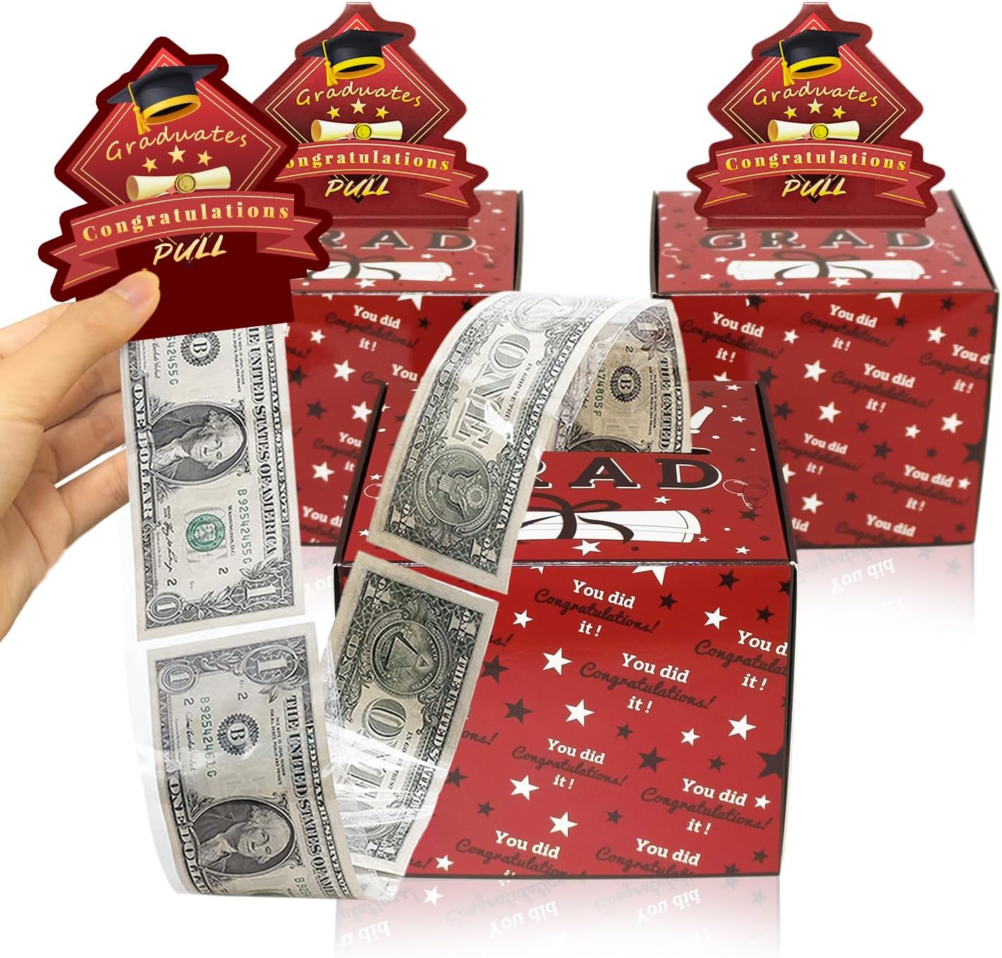 Graduation Money Box for Cash Gift,Surprise Graduation Gift,Class of 2024 Money Gift Box, Funny Graduation Gifts for Boys Girls High School College,Graduation Gift Box for Graduation Party Red