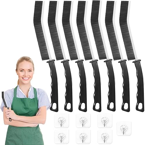 Miniatura 7 de Cepillo de limpieza de hendiduras, 8 herramientas de cepillo de limpieza multifuncional, cepillo de limpieza de hendiduras de cerdas duras, cepillos