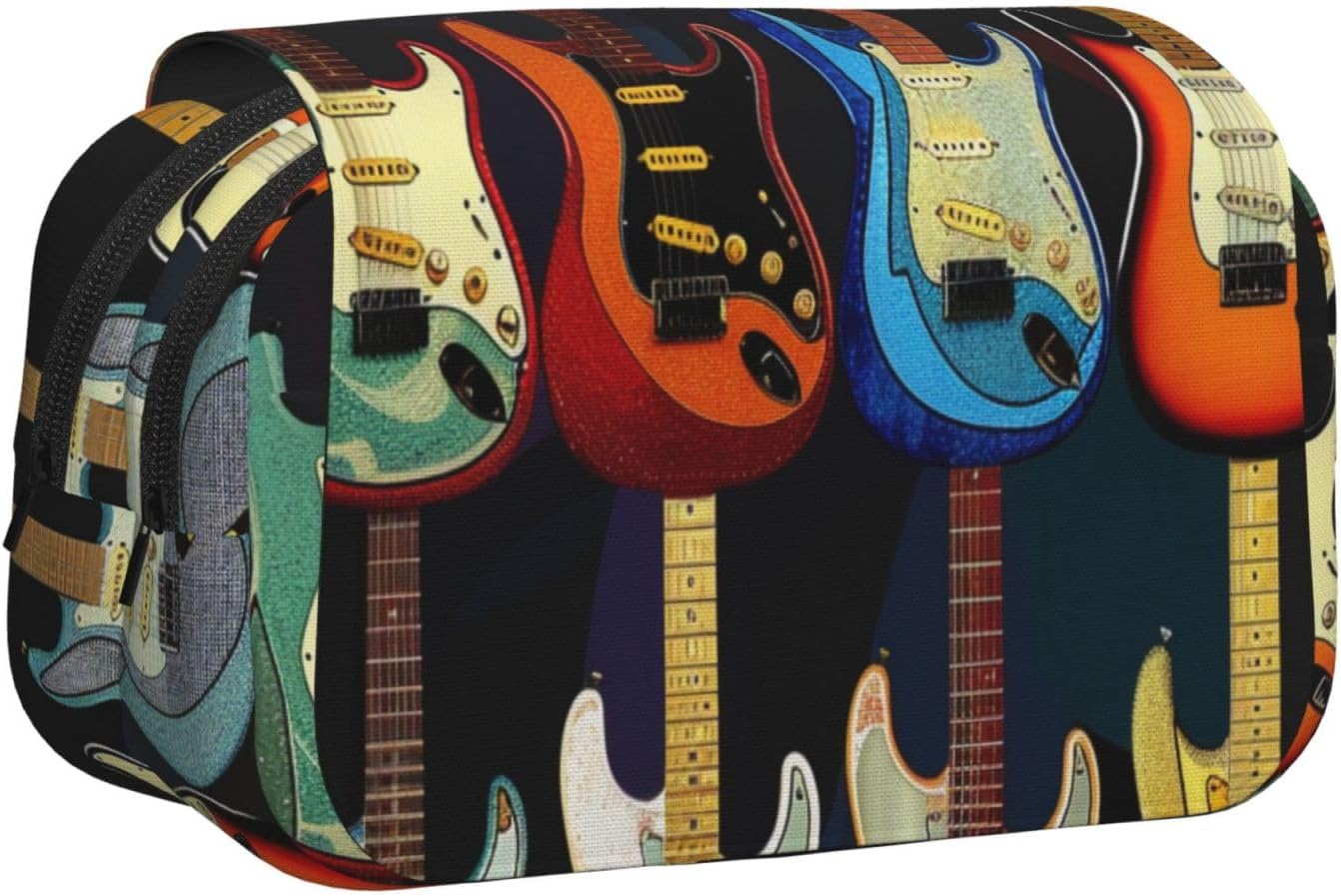 Gfhwpxcnb Grande Trousse à Crayons Avec Compartiments Pour Instruments De Musique Et Guitare Basse Pour Garçons Et Filles - Noir, Bleu, Taille Unique, Trousse De Maquillage