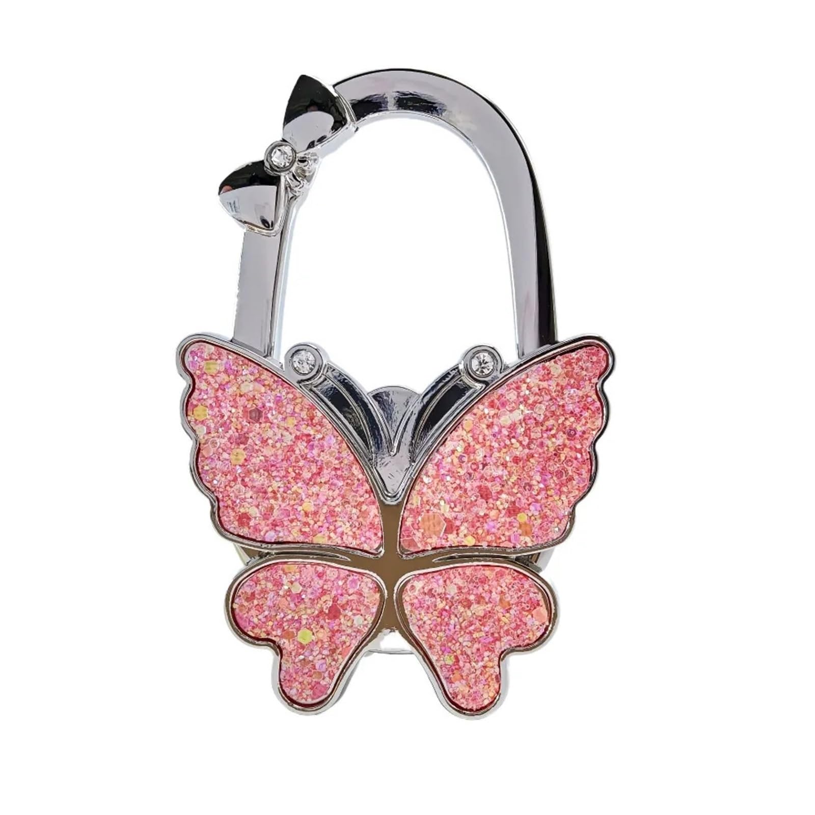 LCKKJHG 2pcs Pretty Butterfly Handbag Hook for Women Foldable Creative Purse Portable Table Hanger(Pink)