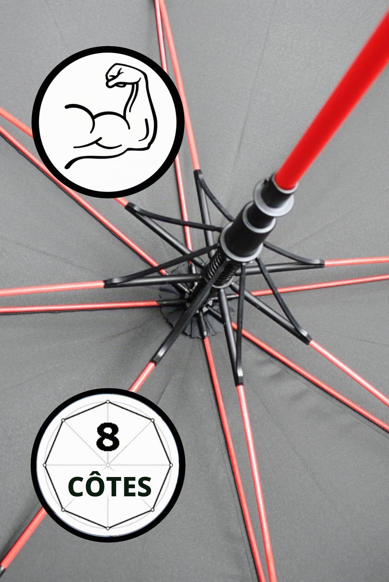 Extra Fort - Parapluie Golf Solide - XL - Toile Aérée - Canne Automatique