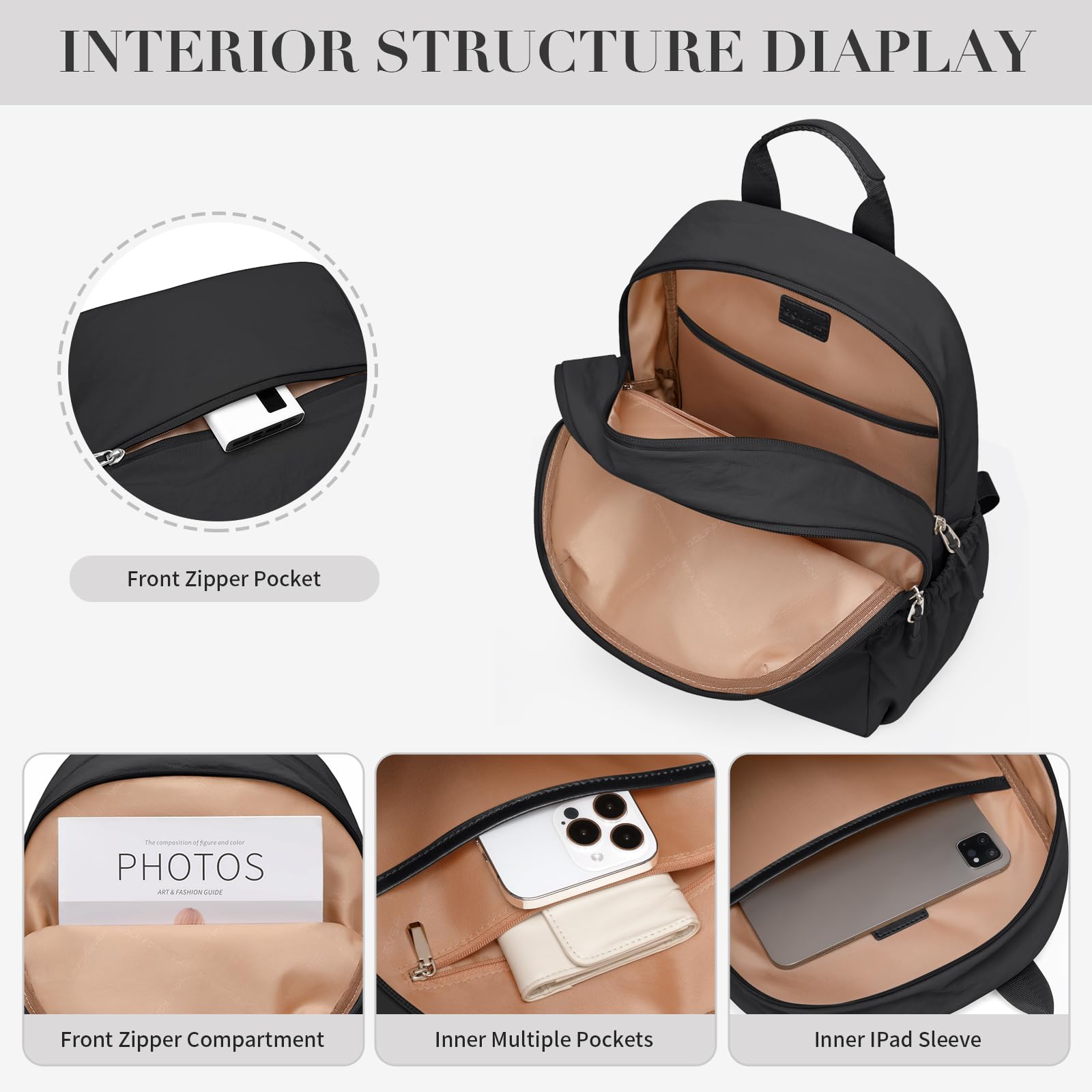 GOLF SUPAGS Mini Mochila para Mujer Bolsa de Viaje Informal Ligero Bolso de Hombro Moda Mochila de Día para Viaje Universidad Trabajo