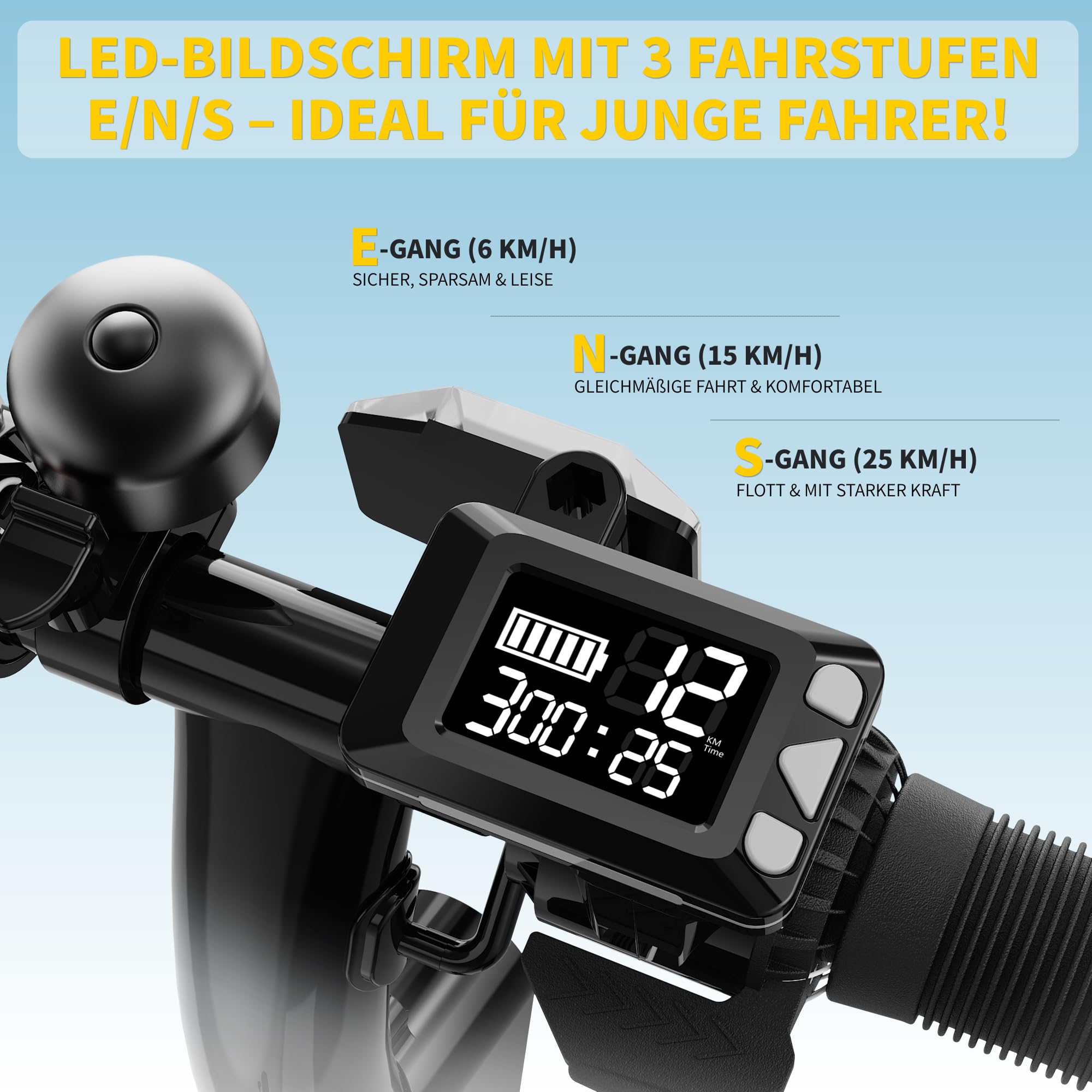 QnQ E Scooter, 2026 8 Zoll Faltbarer Roller, 500 W/20 km/h Motor, 15 km Reichweite, pannensichere Wabenreifen, Kinder und Jugendliche.