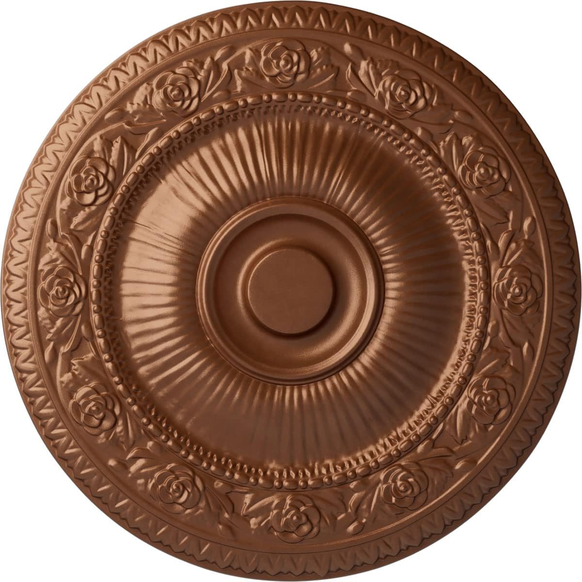 Ekena Millwork CM24NAPOS - 24 1/4"OD x 2"P Neuveau Ceiling Medallion (Fits Canopies up to 6 3/8") - Ceiling Medallion, Polished Copper