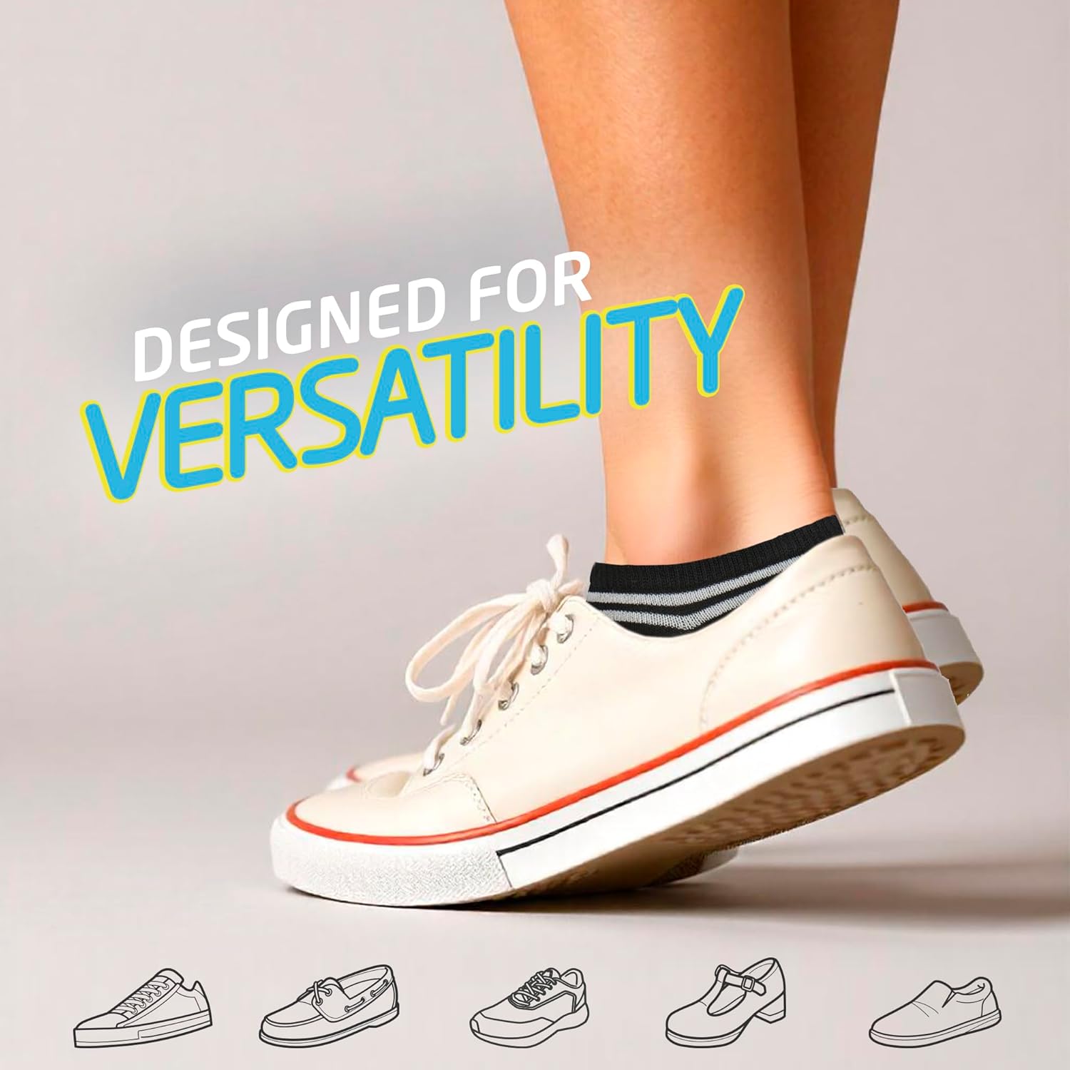 HOT FEET Thin Ankle Socks for Women & Girls – Fun & Cute Low Cut No Show Socks, Stocking Stuffers, 6, 8, 18 PK Size 4-10 - Image 2