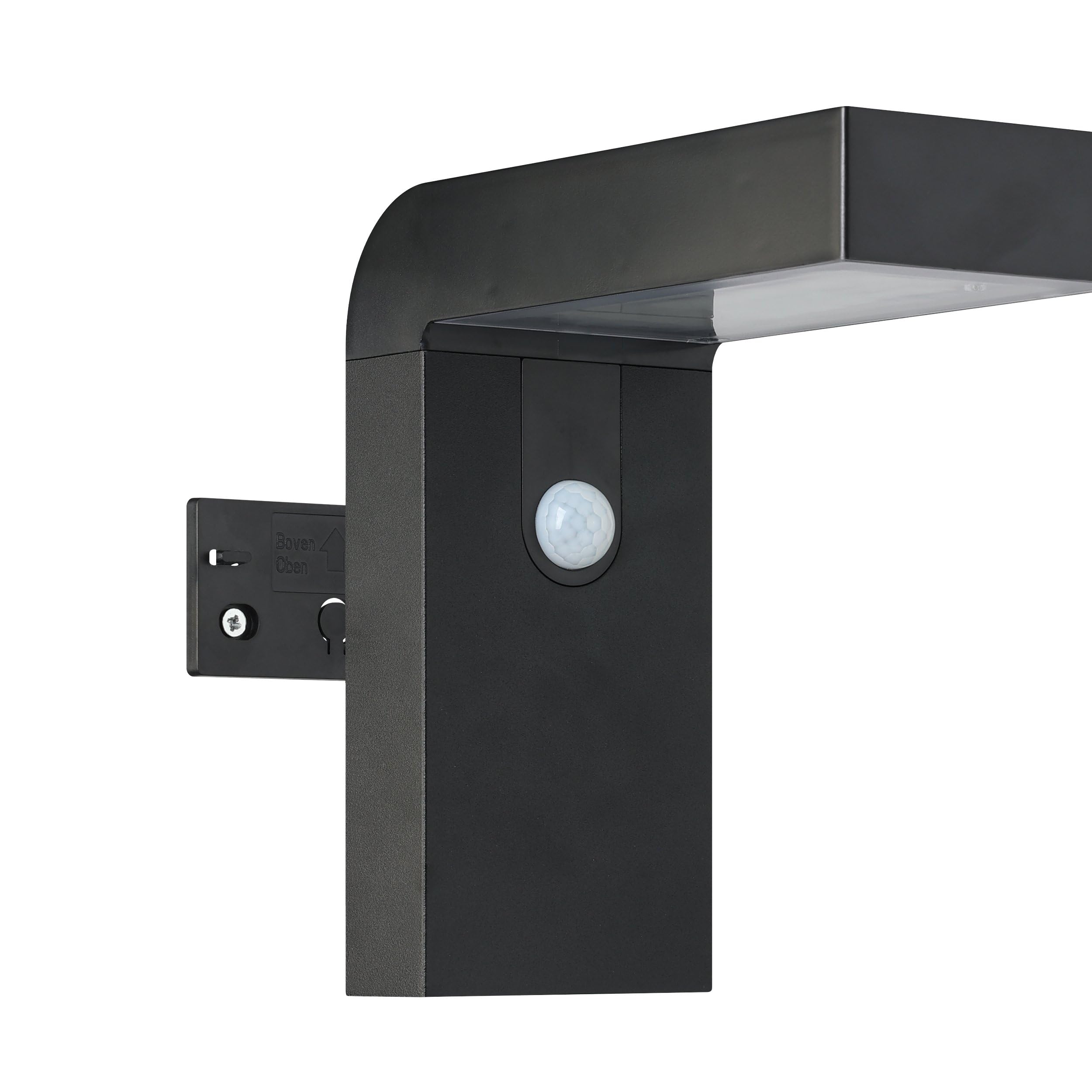 EGLO LED Wandlampe außen Barracconi Outdoor Solarlampe | mit Bewegungsmelder und Dämmerungssensor, Außenlampe solar aus schwarzem Aluminium, IP44