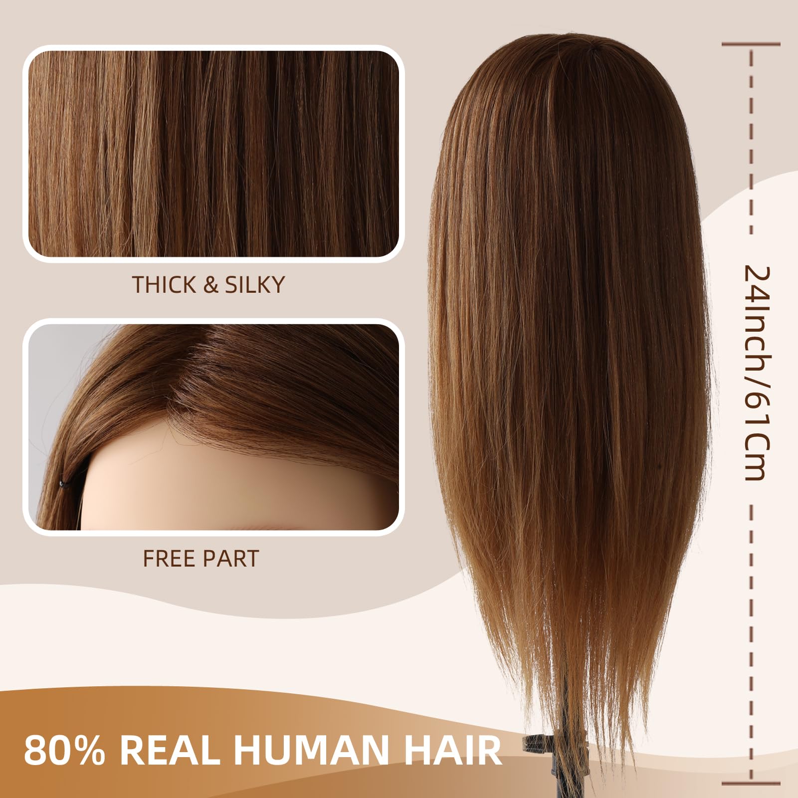 Testina Parrucchiere 80% Veri Capelli con Morsetto + Accessori
