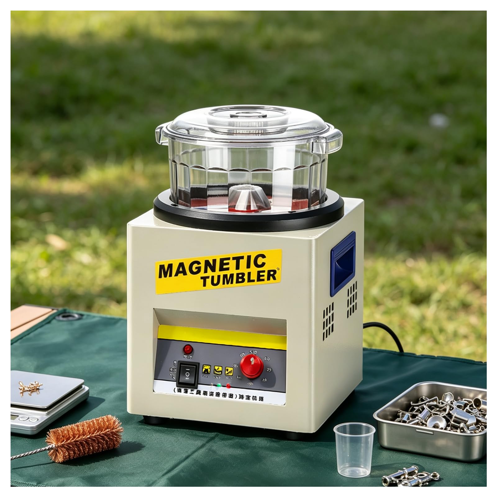 Magnetyczna Maszyna Do Polerowania, 250W Bęben Do Biżuterii | Avlägsnar Grader & Sintrade Restar, 2000 Varv/Min, Automatisk Omkastning, 600g Kapacitet, 8,9kg, För Guld & Koppar