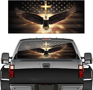 American Eagle Truck Rear Window Decals, American Flag Truck Back Window Graphic Decal Christian