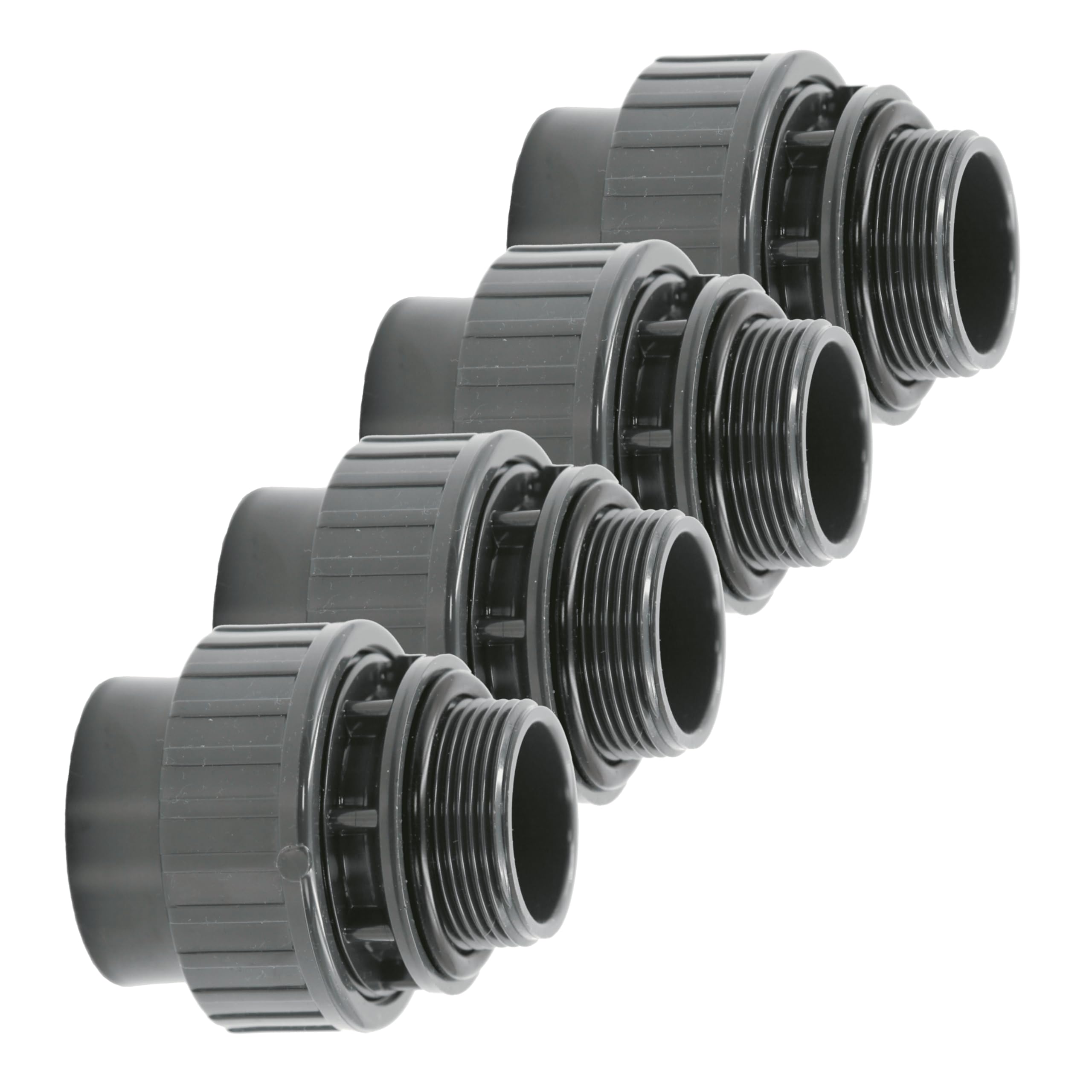 HAF® PVC Fittings - Junta tórica con manguito adhesivo de 50 mm x 1 1/2" rosca exterior, conexión de PVC gris para tuberías de piscina y mucho más...Calidad: fabricado en Europa, cantidad: 4 unidades