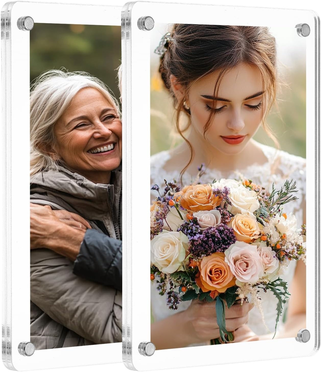 2 Pcs Acrylic Fridge Magnetic Frame 3.5 x 5.1 Inch Clear Square Fridge Magnets Double Sided Magnetic Picture Photo Frames Refrigerator for Fujifilm Mini Picture