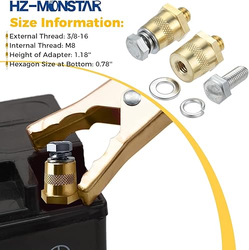 Miniatura 5 de Conectores de terminal de batería, terminales de poste de batería, 38 16 terminal de rosca superior o lateral, adaptador extensor de poste de carga,