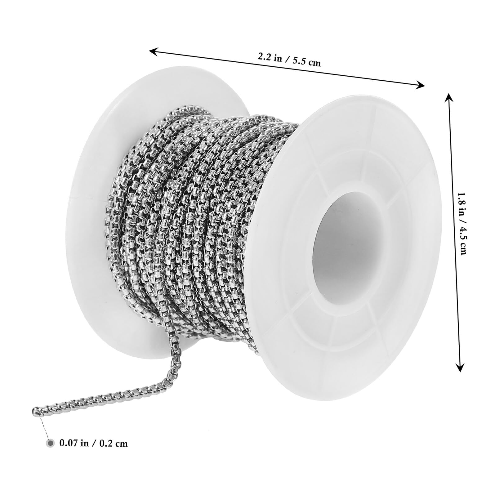 SOIMISS Catena per Creazione di Gioielli in Acciaio Inossidabile 10 Iarde Catena di Perline Metalliche Argentate da 2 MM Adatta per Collane e Decorazioni su Maglioni