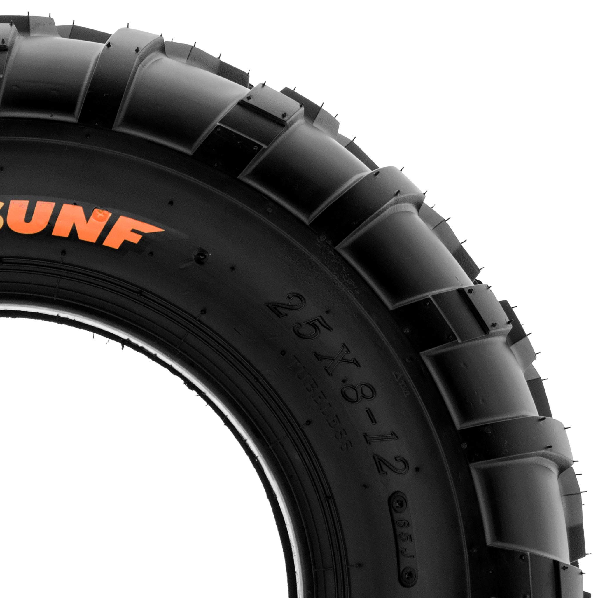 SunF A010 25x8-12 25x8x12 ATV UTV Quad pneumatici fuoristrada 6PR TL 65J E4 Mark battistrada direzionali e nodosi, set di 2 pezzi
