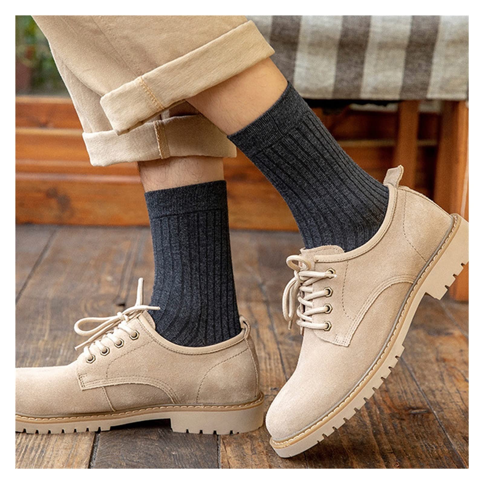 5 par Skarpety męskie Bawełniane Paski Czarny Biznes Ciepłe Zimowe Męskie Skarpetki Miękkie Solidne Skarpety męskie (Color : 9, Size : 38-44)