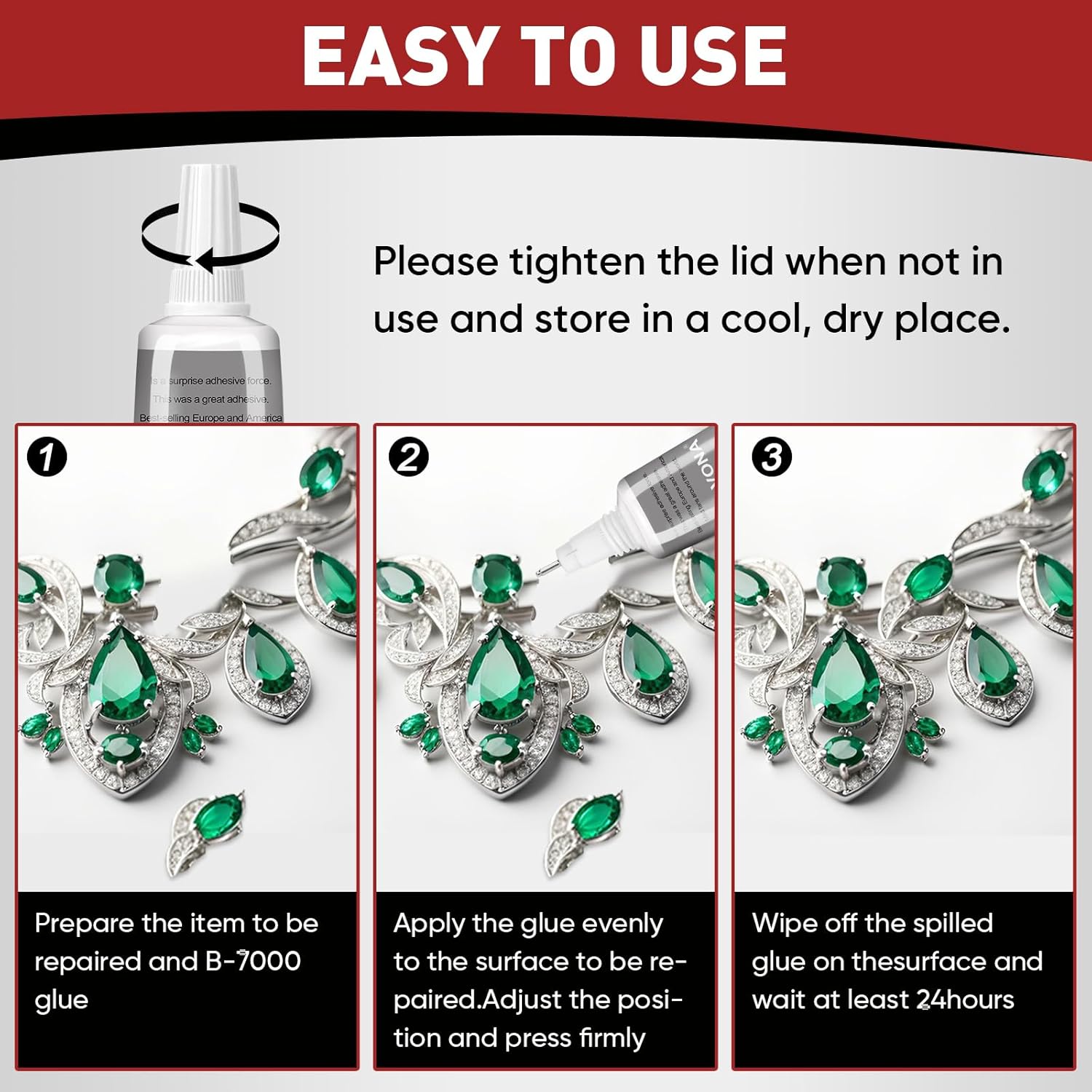 50 PCS 15ml B7000 Glue Clear with Precision Tip, Bedazzling Glue, Super Glues, Rhinestone Glue for Nail, Craft Glues, Jewelry Making, Nail Art, DIY, Makeup, Shoes