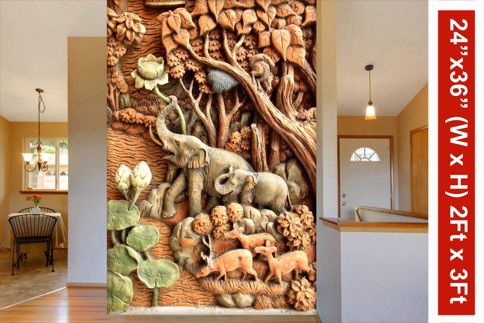 999STORE 3D Print Latest Door Living Room Bed Room Home Hall Wall Stickers Sheet roll Elephant Wallpaper Forest and Elephant Mural 3D Wallpaper (Vinyl Self Adhesive 24X36 Inches) NonW230842 1