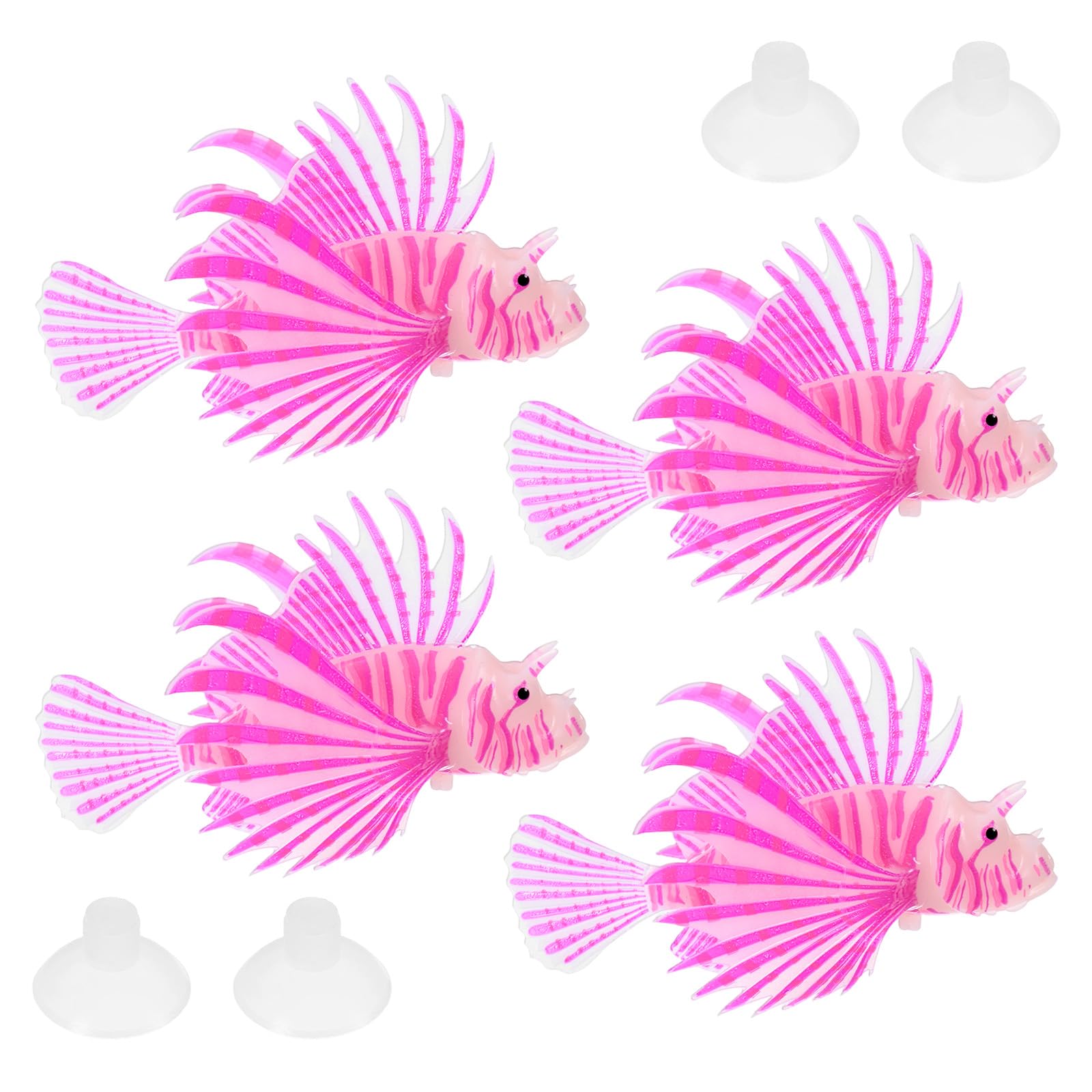 M METERXITY 4-Pack Artificial Glowing Lion Fish 4.53"x2.95", Purple