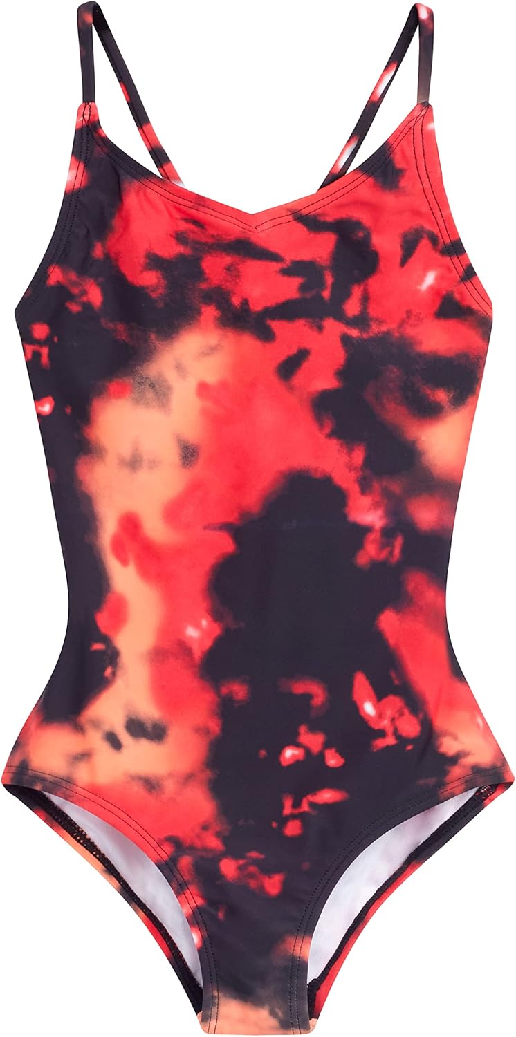 Kanu Surf Girls Hurricane Beach Sport Upf 50 one Piece Swimsuit 12 Hurricane Black/Coral