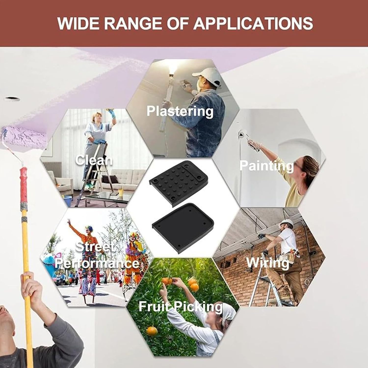 Drywall Stilt Pads - 4 Pieces Rubber Anti-Slip Stoppers with 16 Screws, Safety Pads for Scaffolding Tripods Interior Decoration Construction Building Acrobatics Stage Performance Tile Work