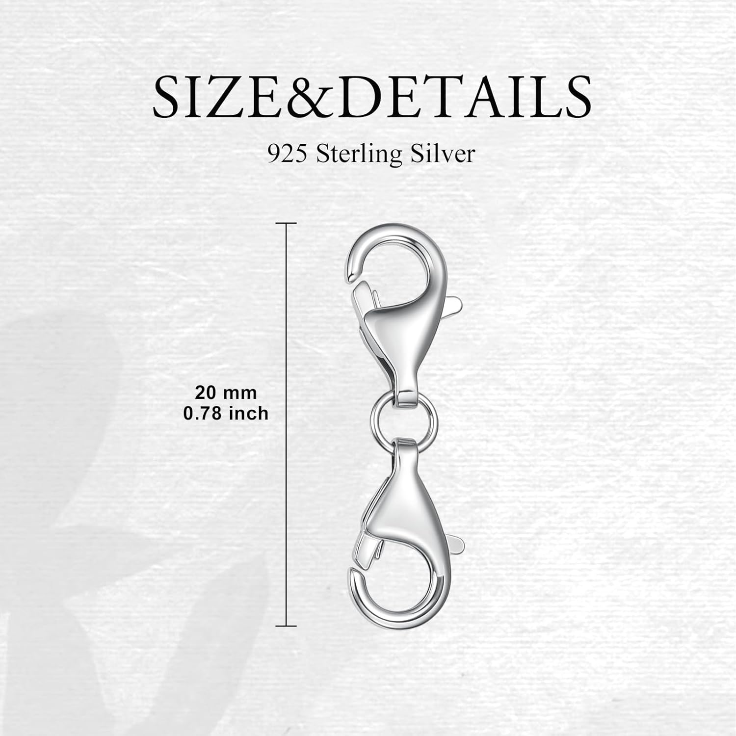 925 Sterling Silver Lobster Clasp for DIY Necklace Bracelet Jewelry Making, Double Spring Clasp with Closed Jump Rings, Necklace Extender Clasp Connector Bracelet Extension (Style 11)
