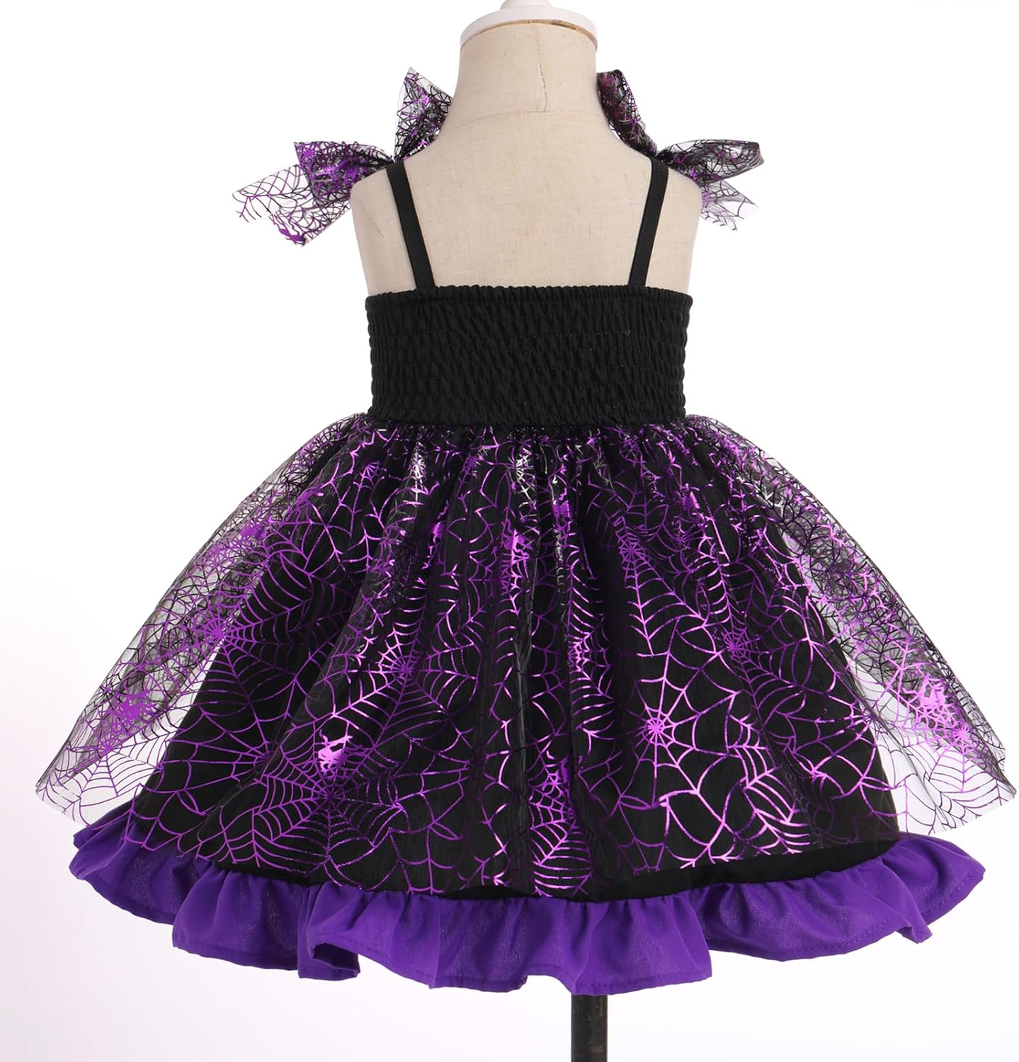 IDOPIP Baby Girls Halloween Tutu Dress Shiny Spider Bat Princess Birthday Party Dresses Ruffle Tulle Bowknot Dress up Costume