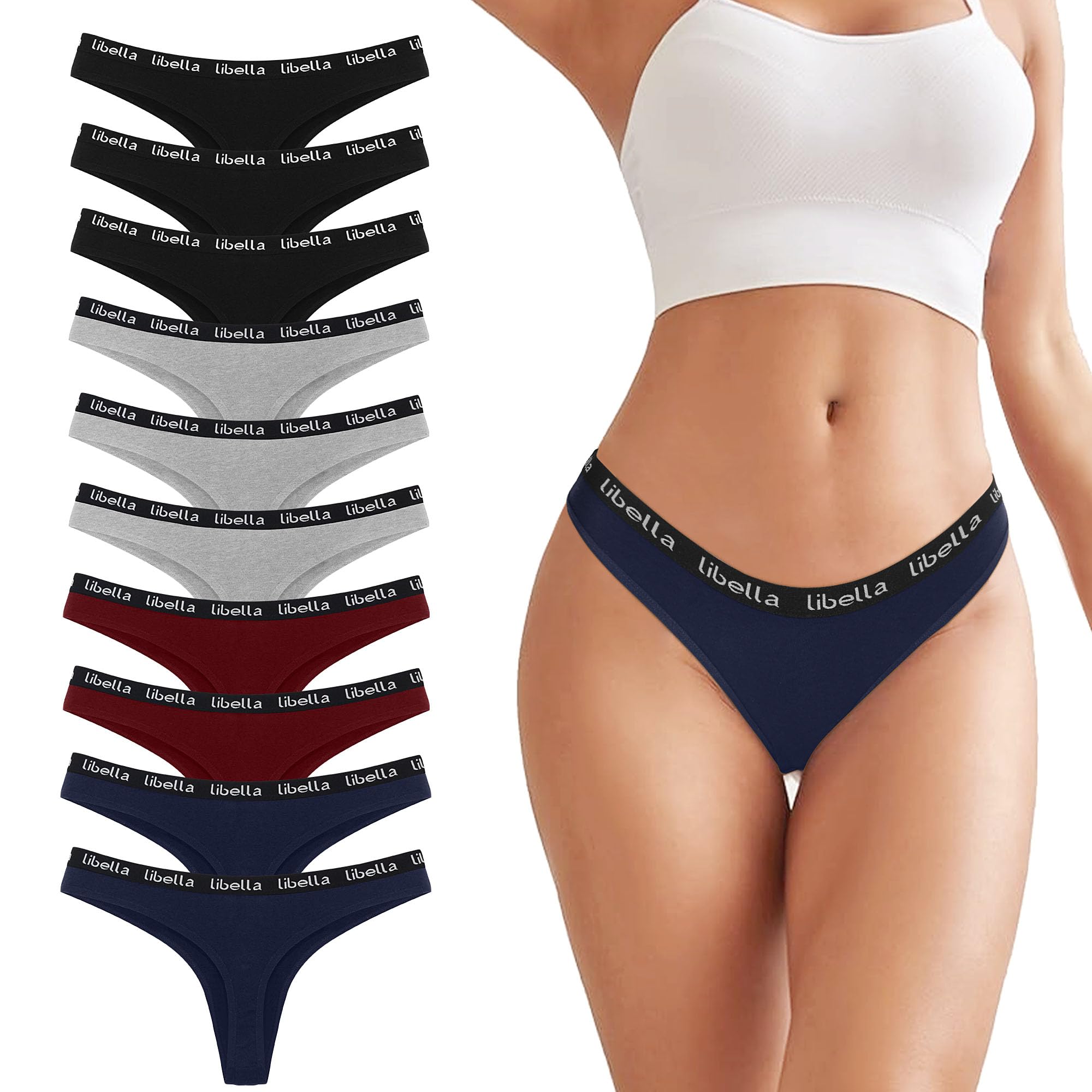 Uizuooy 10er Pack String Tanga Damen Baumwolle Sexy Unterwäsche für Frau Sexy Slip for Women Sportbund Thongs Soft Dessous Thong Mehrpack S-XL