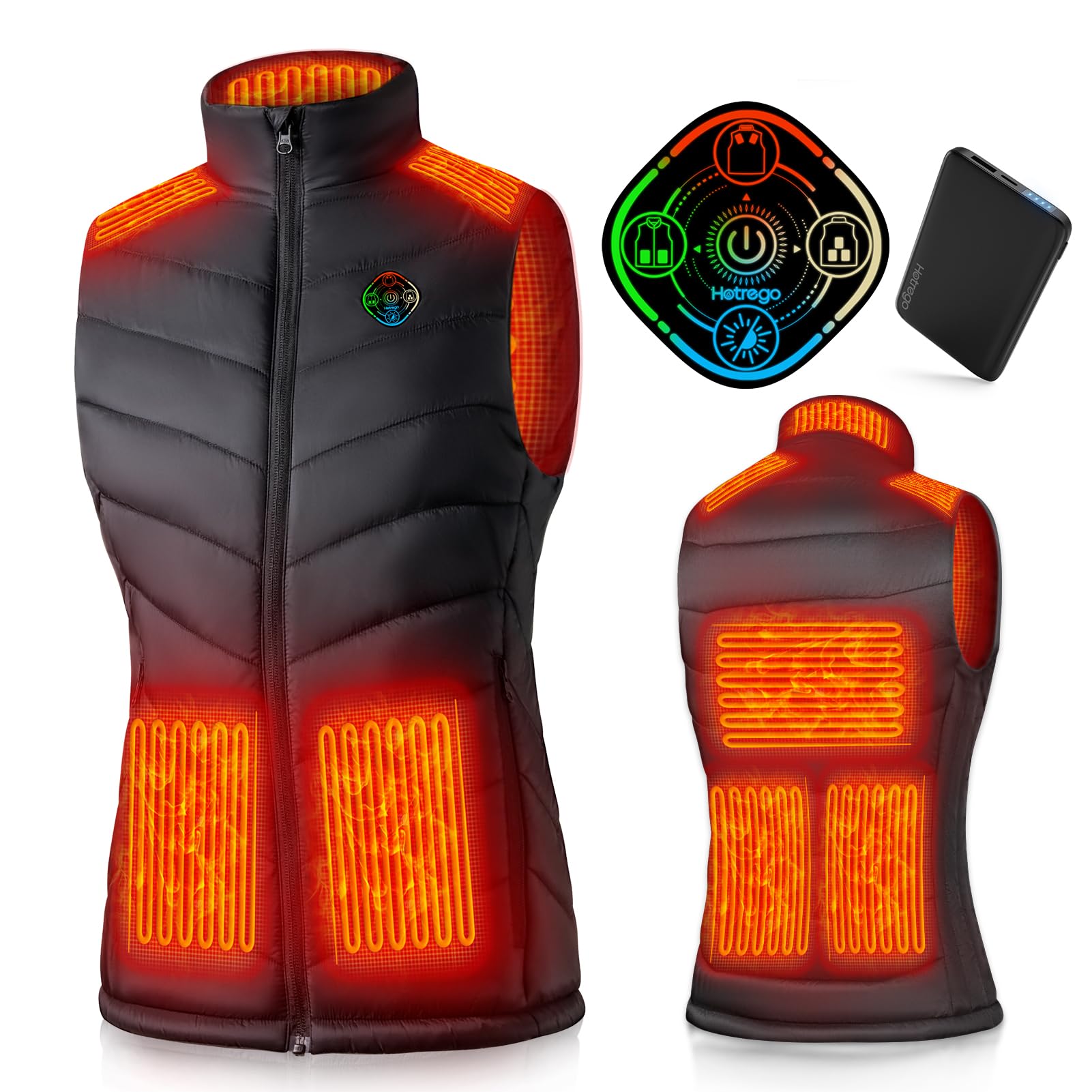 Heated Vest Women with Battery Pack Included, Smart Controller, Light Out Design, Lightweight Electric Heating Jacket