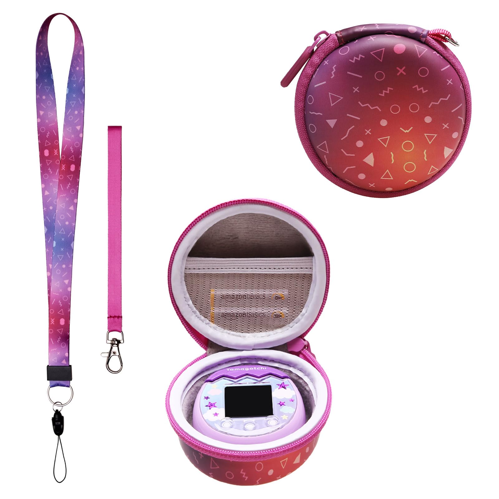 LTGEM Case Compatible with Tamagotchi Pix/Tamagotchi Original, Protective Carrying Electronic Pets Case with Lanyard Neck Strap (Purple)