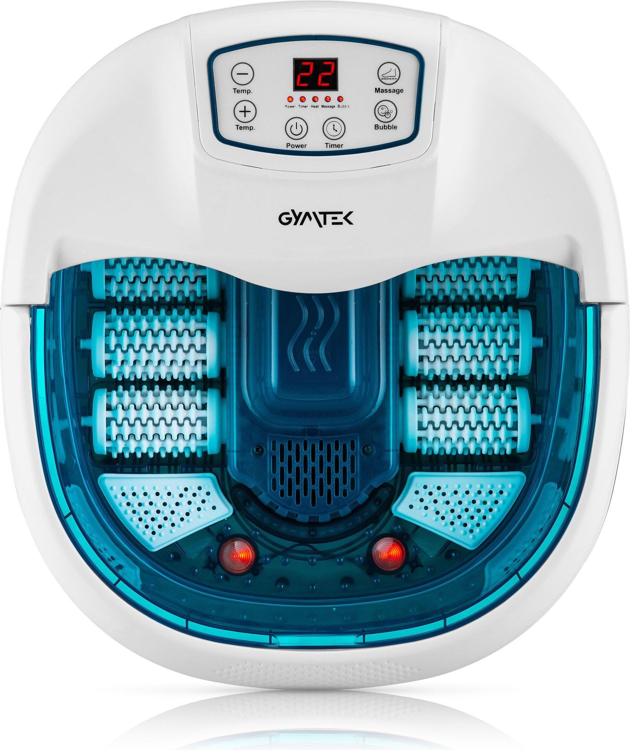 Gymtek Fussbad mit Massagefunktion, Fußbad Massagegerät, Fußbadewanne mit Massage & Wärme, Fußsprudelbad für die Füße - Inkl. Hydro-& Vibrationsmassage