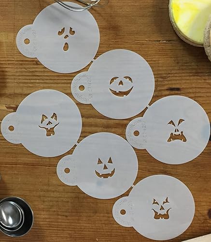 Miniatura 3 de Designer Stencils 742 mini plantillas de galletas Jack-o-Lantern Faces, Beigesemitransparentes