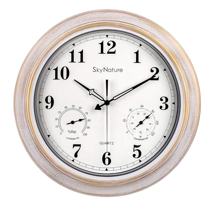 Buy Large Outdoor Clocks, Waterproof Clock with Thermometer and