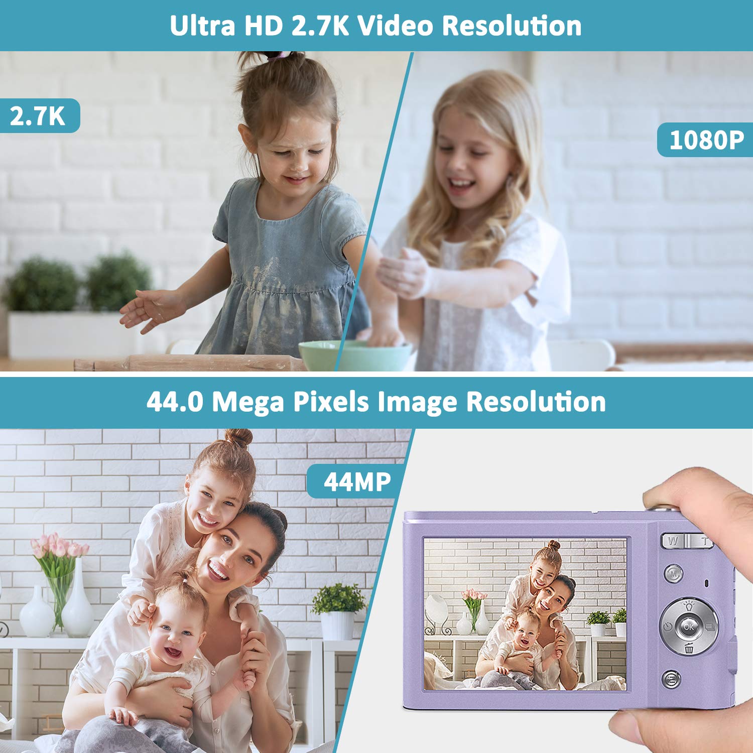 Amazon | AnTeam デジタルカメラ 2.7K ウルトラHD 44MP デジタルカメラ