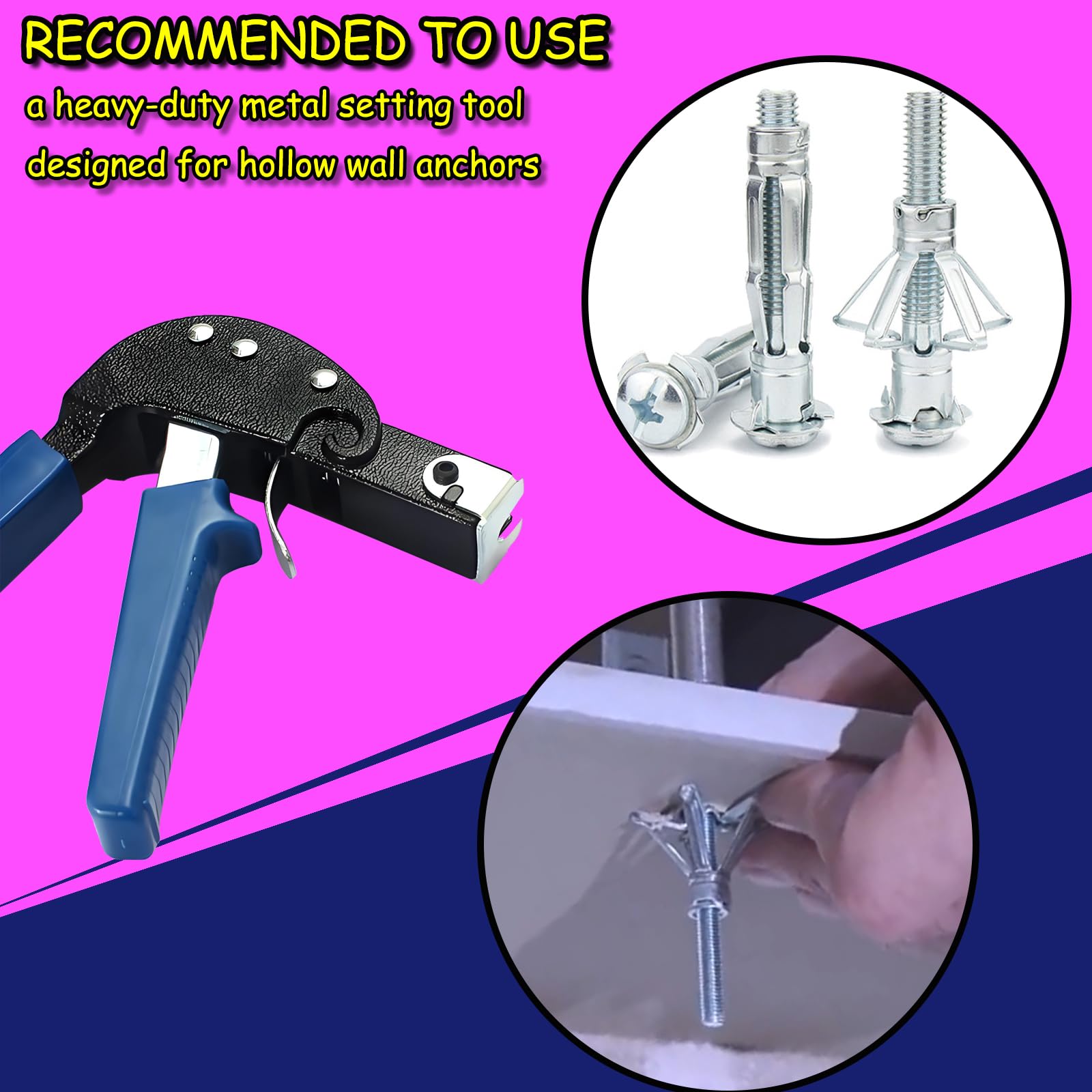 DAIRYCOF M5×37 Hollow Wall Anchors 50Pcs Plasterboard fixings,Heavy Duty Metal Hollow Wall Anchors for Plasterboard Tiles & Partitions - Image 4