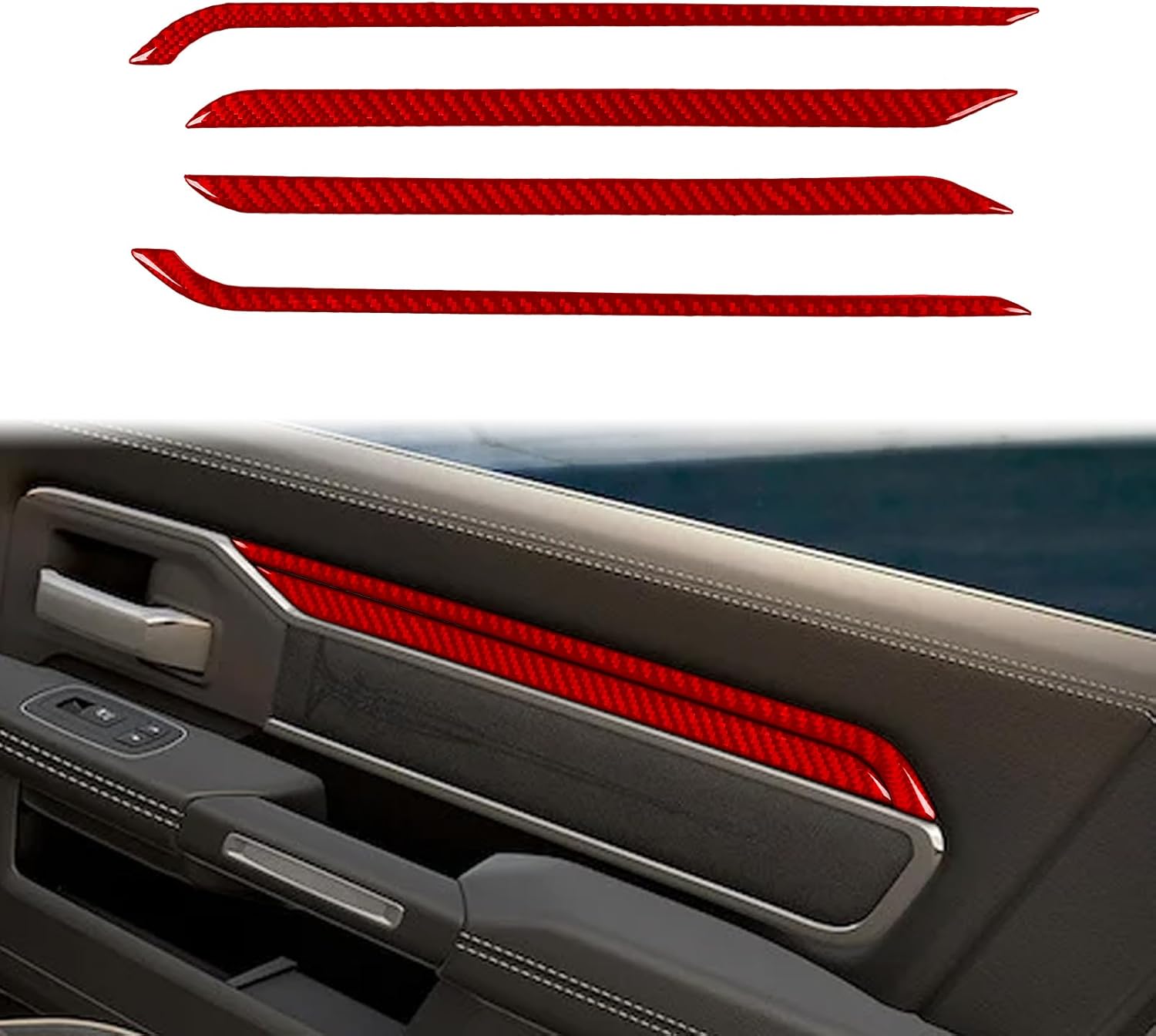 Car Center Console Cup Holder Panel Type-A Decals Red Carbon Fiber Accessories Protections Stickers Compatible with Dodge RAM 1500/2500/3500 2019 2020 2021 2022 2023 Crew Cab