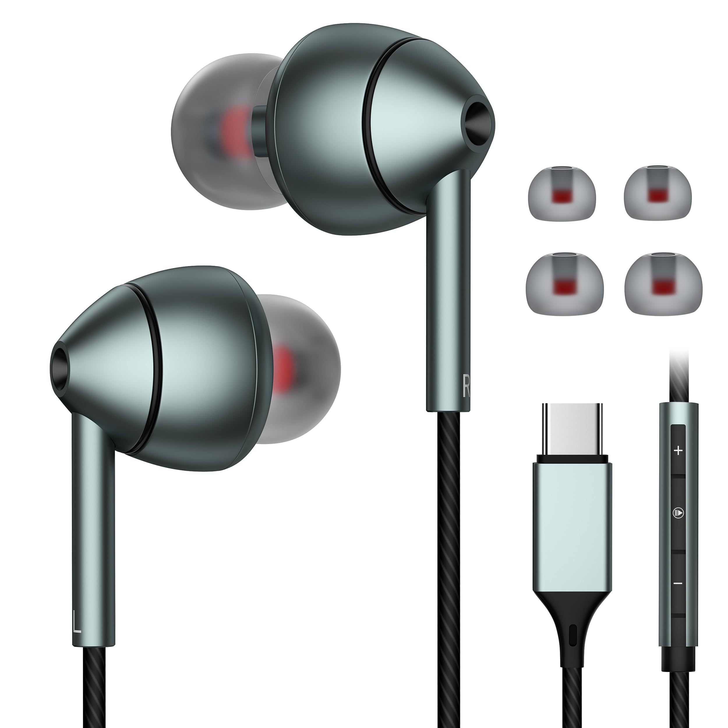 ホワイト 有線イヤホン USB-C ボリュームコントロール Amazon.co.jp: USB-C 有線イヤホン マイク付き ボリュームコントロール