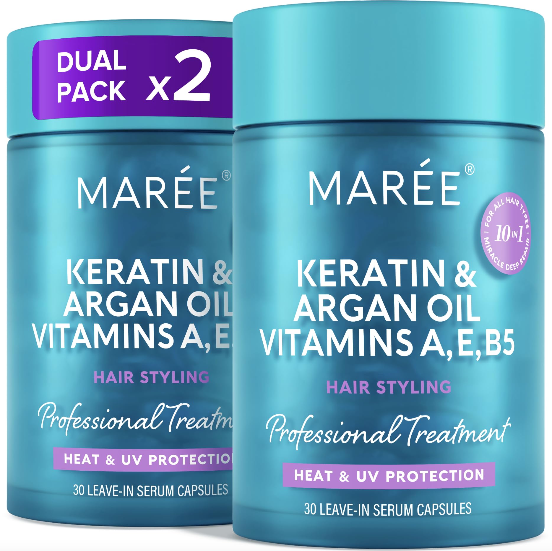 Hair Oil for Frizzy - Hair Vitamins Keratin Styling Capsules 2 PACK with Jojoba & Argan Oil - Anti Frizz Serum for Women - Frizzy, Damaged, Dry & Curly - Sérum Gotas & Aceite Para el Cabello